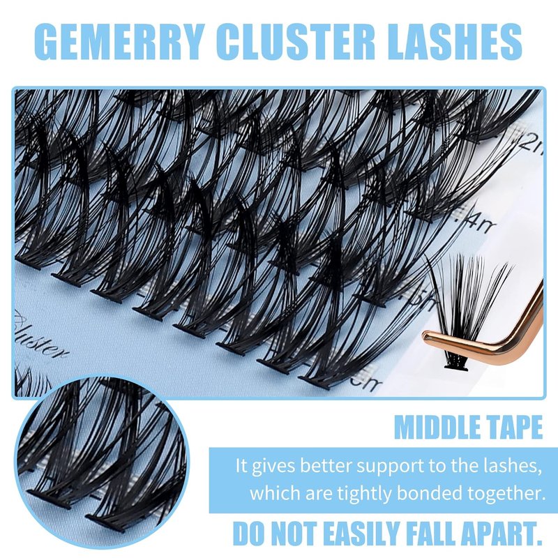 Natural Lash Clusters - 280 PCS D Curl Mink Eyelash Extensions | Soft & Natural DIY Lashes (8-16mm)