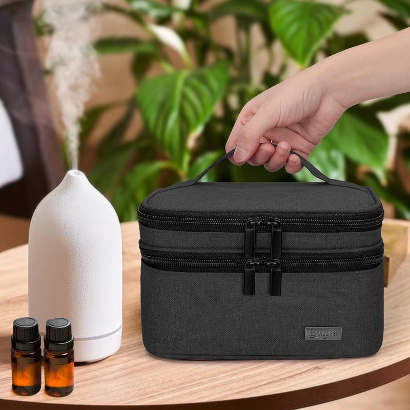 Essential Oil Carrying Case - Double-Layer Organizer for 30 Bottles (5ml-30ml) | Black Bag Only