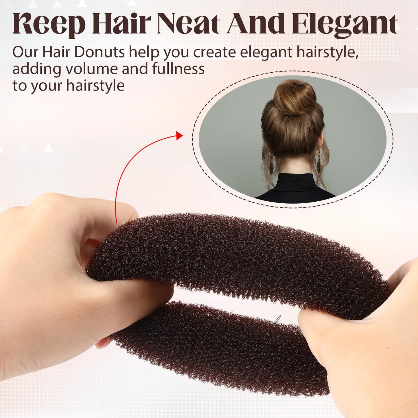 XunYee 48 Pcs Hair Donut Maker, Brown Large Hair Bun Rings for Ballet Style, Bulk Doughnut Shaper for Women and Girls (2.3 Inch)