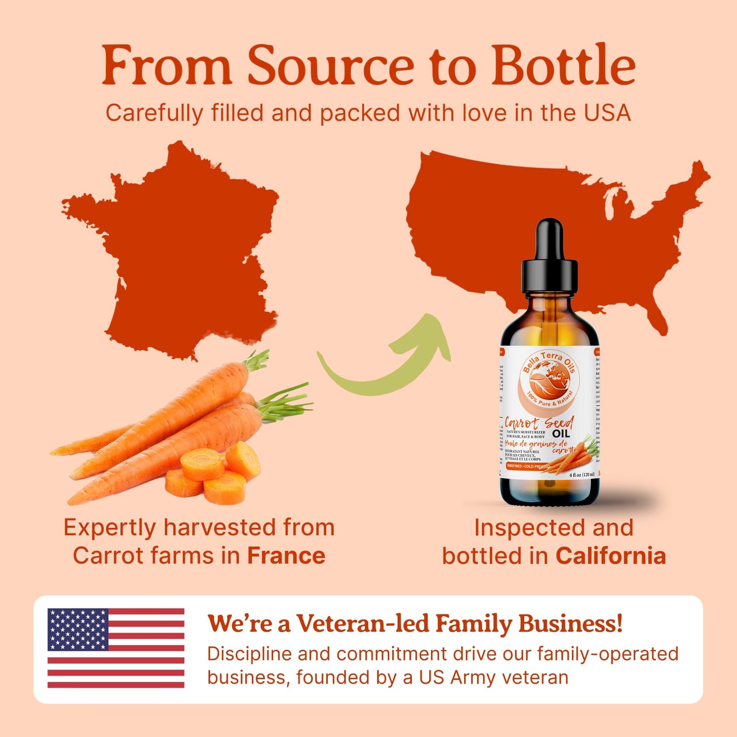 Bella Terra Oils - Organic Carrot Seed Oil 8 oz - Unveiling Organic Carrot's Enzymes & Nutritional Benefits, A Cold-Pressed Delight for a Natural Skin Glow