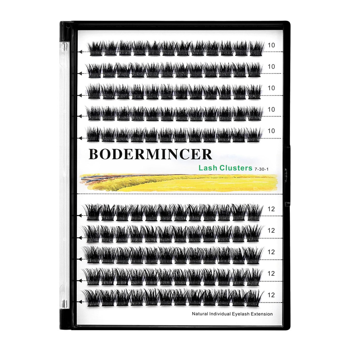 Bodermincer 120 Clusters 10mm+12mm/12mm+14mm Mixed Lash Cluster False Eyelash Individual Cluster EyeLashes Grafting Fake False Eyelashes Eyelash Extension (M01-Black-10mm)