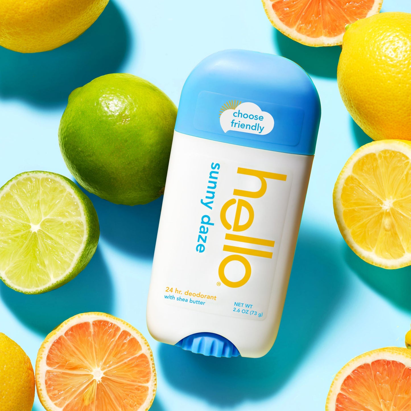 hello Sunny Daze Aluminum Free Deodorant for Women and Men, 72-Hour Deodorant, Only 9 Ingredients, Baking Soda Free, Enriched with Shea Butter, Vegan, 2.6 oz Stick Deodorant (2 Pack)