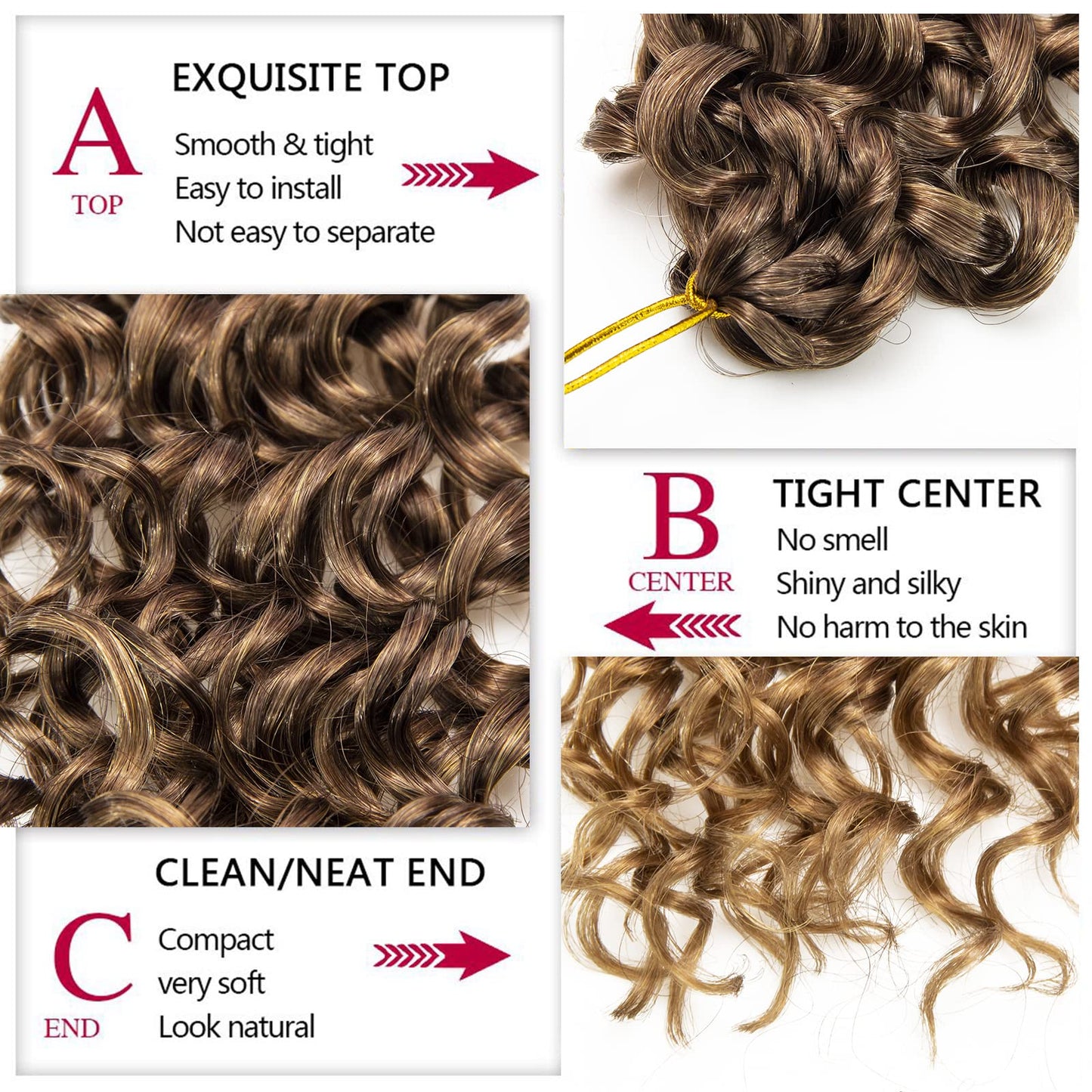 YXCHERISHAIR 8 Packs Curly Crochet Hair GoGo Curl Crochet hair for Women Deep Wave Braiding hair,Synthetic Bohemian Crochet Braids Water Wave Crochet hair Extensions (18inch, 33/27)