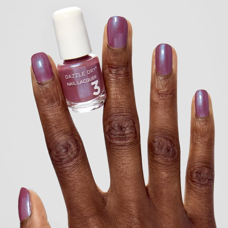 Dazzle Dry Mini Kit - 4 Step Nail System for Full Coverage Shimmer | School Spirit Mauve with Blue Shimmer (5 Piece Set)