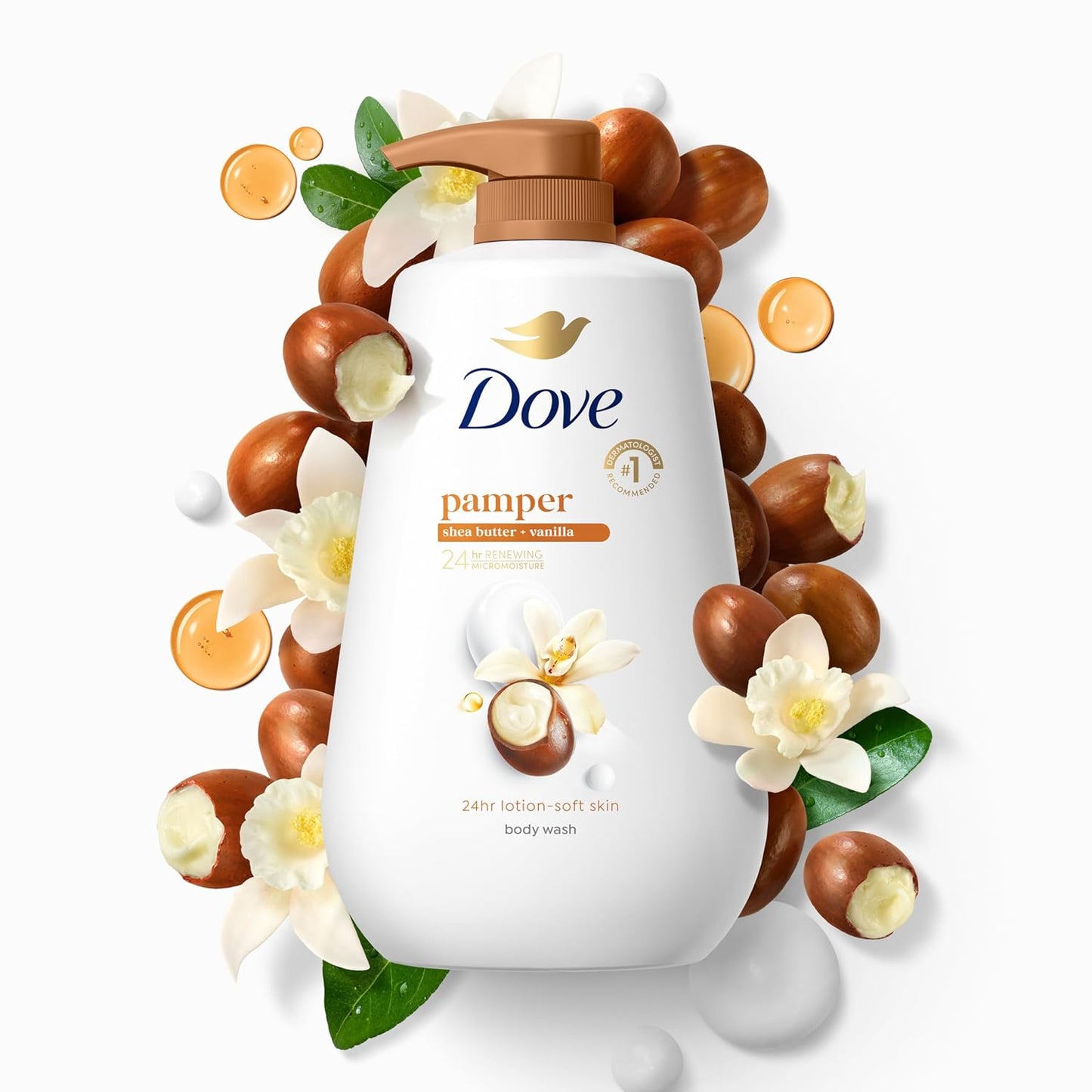 Dove Body Wash - Shea Butter & Vanilla Moisturizing Cleanser | 30.6 oz (Pack of 2)