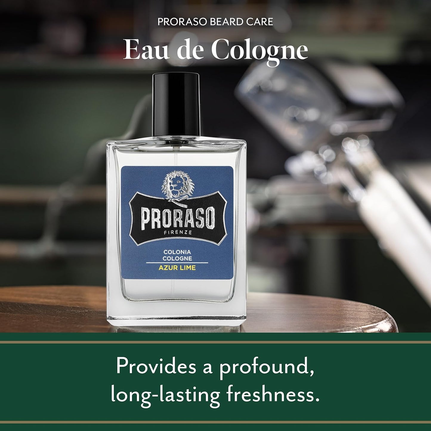 Proraso Azur Lime Cologne - Fresh Citrus Eau de Cologne for Men | Mint, Lemon, Orange & Musk - 3.4oz
