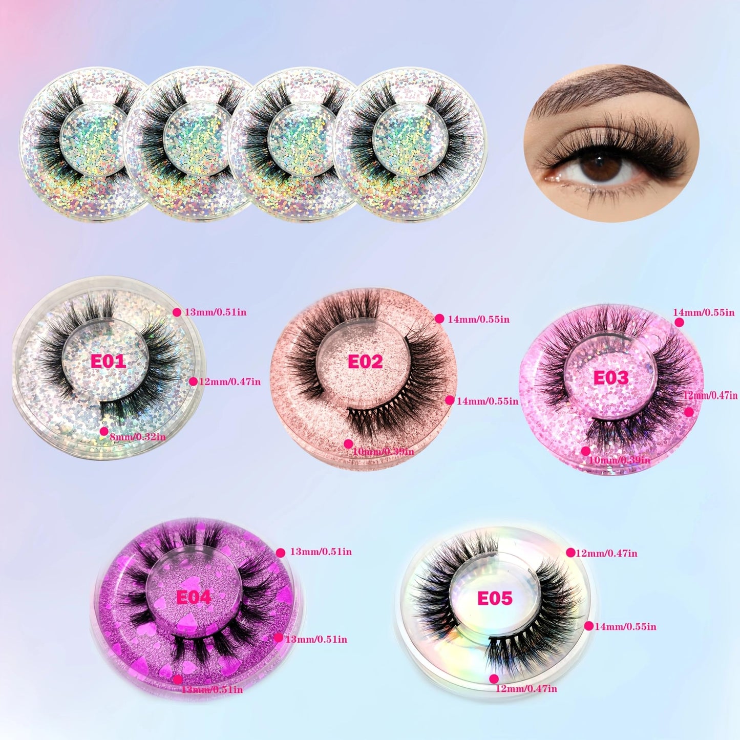 False Eyelashes Wholesale, 50 pairs Natural Look Eyelashes Mink Lash Pack Reusable Fluffy 12-14mm