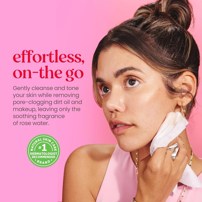 Burt's Bees Micellar Rose Water Facial Towelettes - 100% Plant-Based, 99% Natural Makeup Remover | All Skin Types