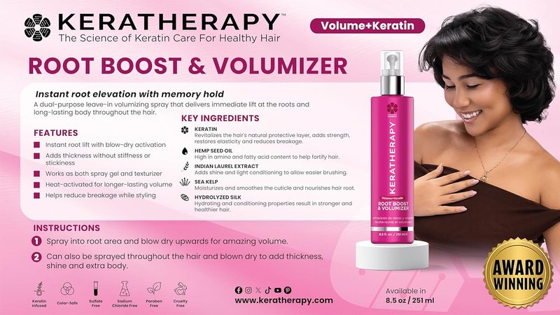 Keratherapy Root Boost Spray - Keratin Infused Volumizer with Hemp Seed Oil & Sea Kelp | 8.5 fl. oz.