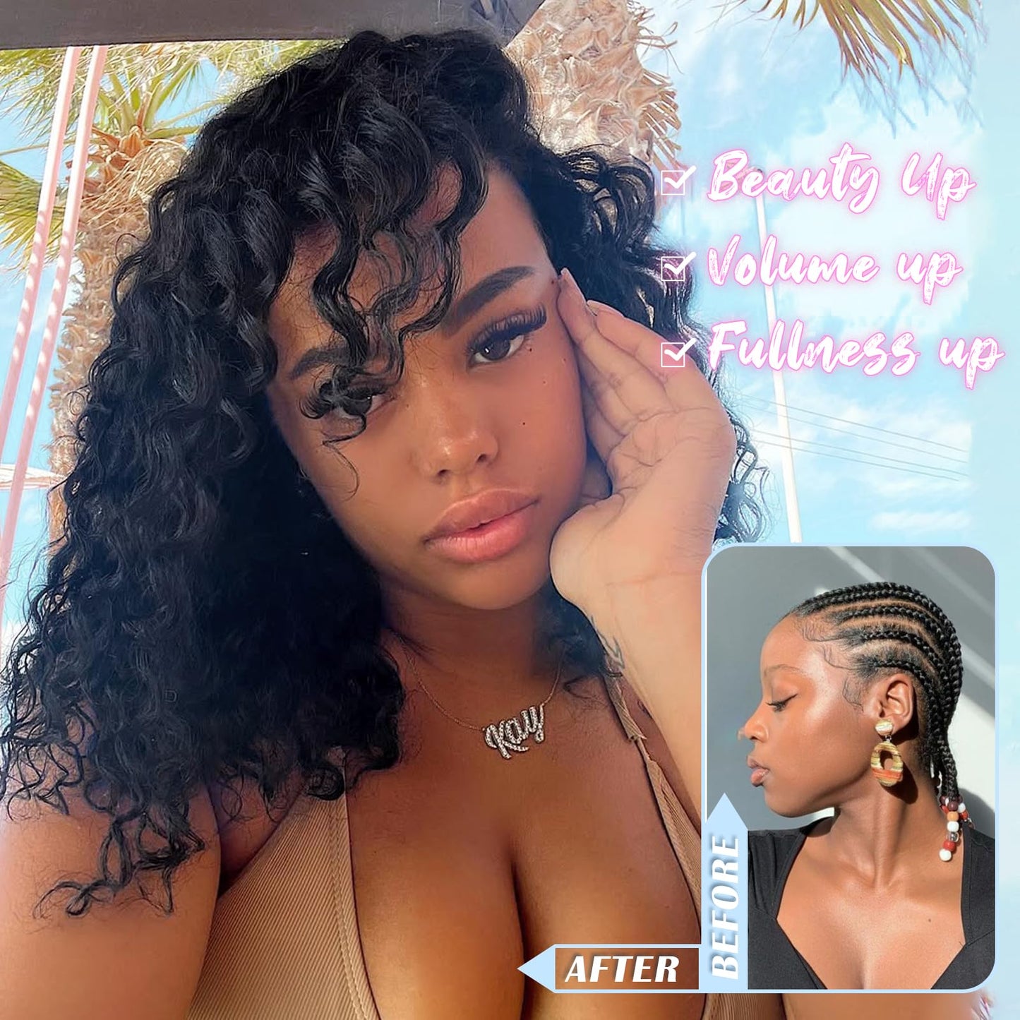 Gowit Pre Looped Deep Wave Crochet Hair 12 Inch 7 Packs Short Curly Black Pre Twisted Ocean Wave Deep Twist Crochet Braids Synthetic Braiding Hair for Black Women