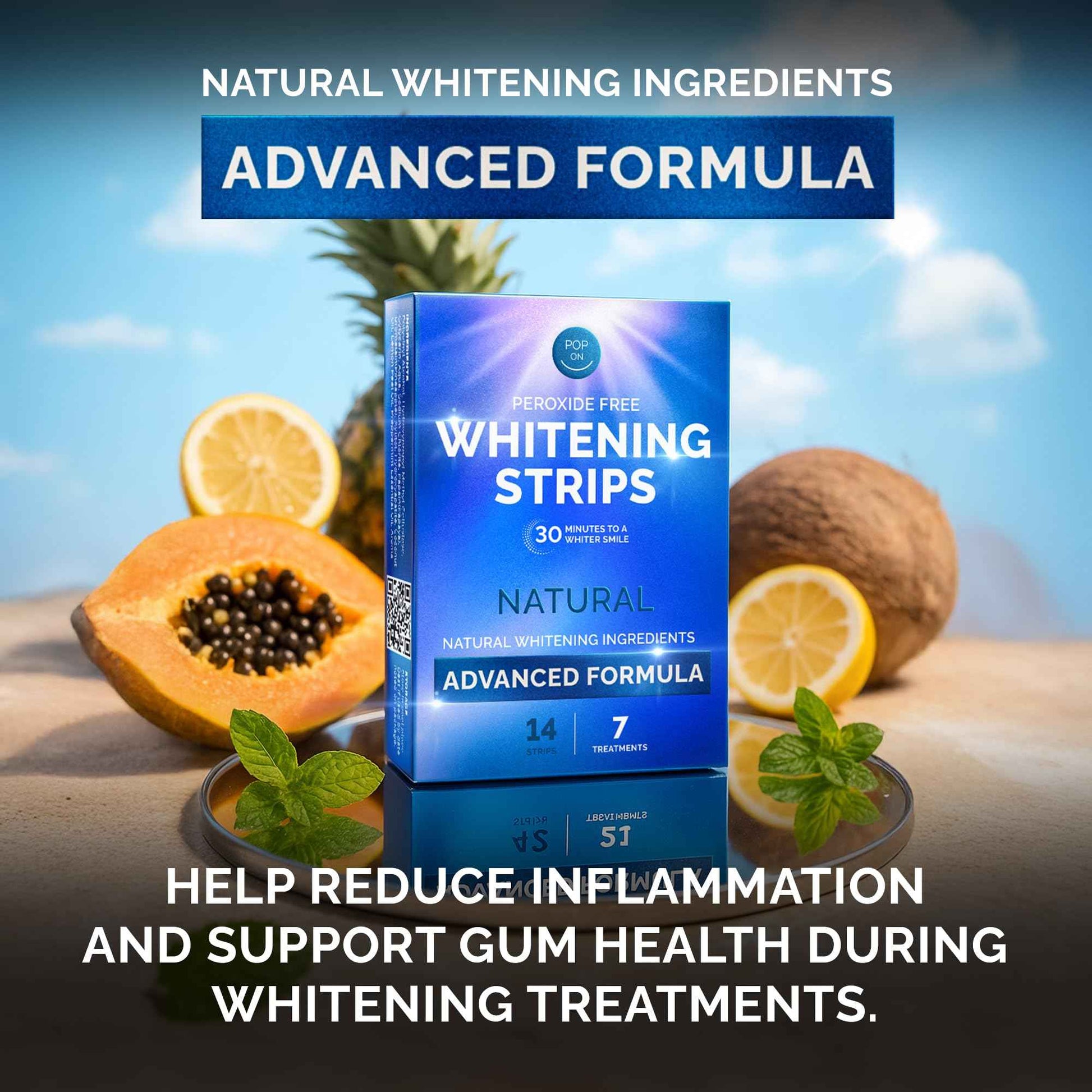 Whitening Strips for Sensitive Teeth 7 Treatments, Coconut – Enamel Safe, Peroxide-Free Coconut Teeth Whitening Strips with Natural Enzymes – Gentle White Stips for Sensitive Gums & Daily Oral Care