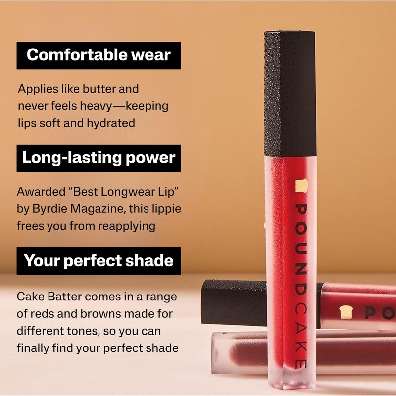 Pound Cake Cake Batter Liquid Lipstick – Long-Lasting, Semi-Matte Liquid Lipstick – Hydrating, High-Pigment Lip Stain with Avocado Oil – Shades for All Skin Tones – 0.13 oz, (Bloodberry)