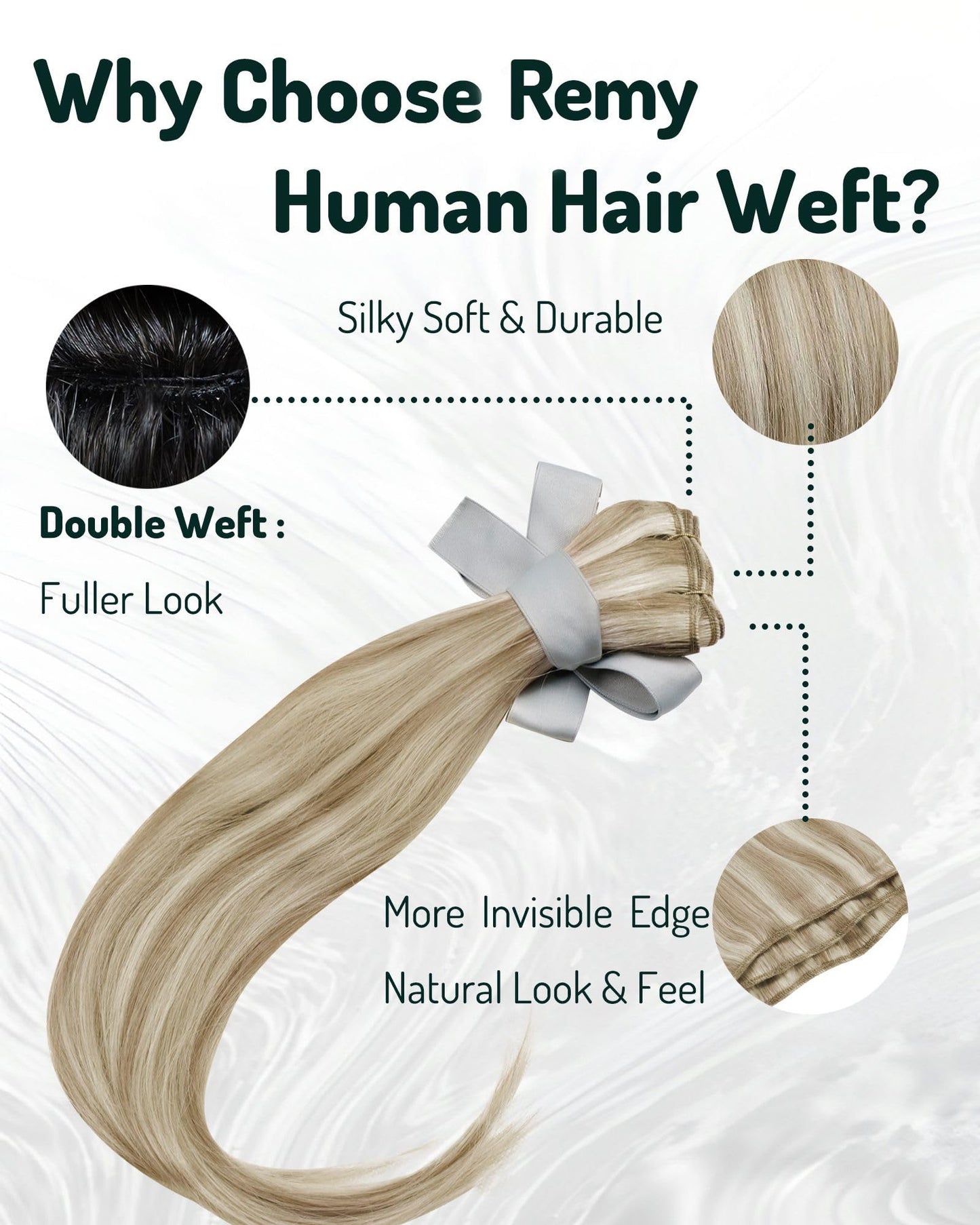 RUNATURE Brown With Blonde Sew In Hair Extensions Human Hair 12 Inch 70G