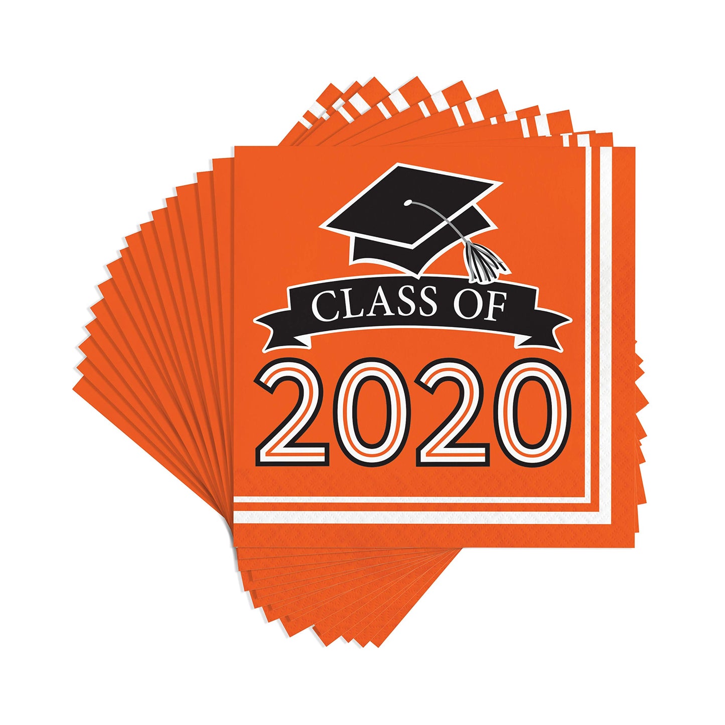 Creative Converting Class of 2020 Orange Grad Napkins, 6.5"