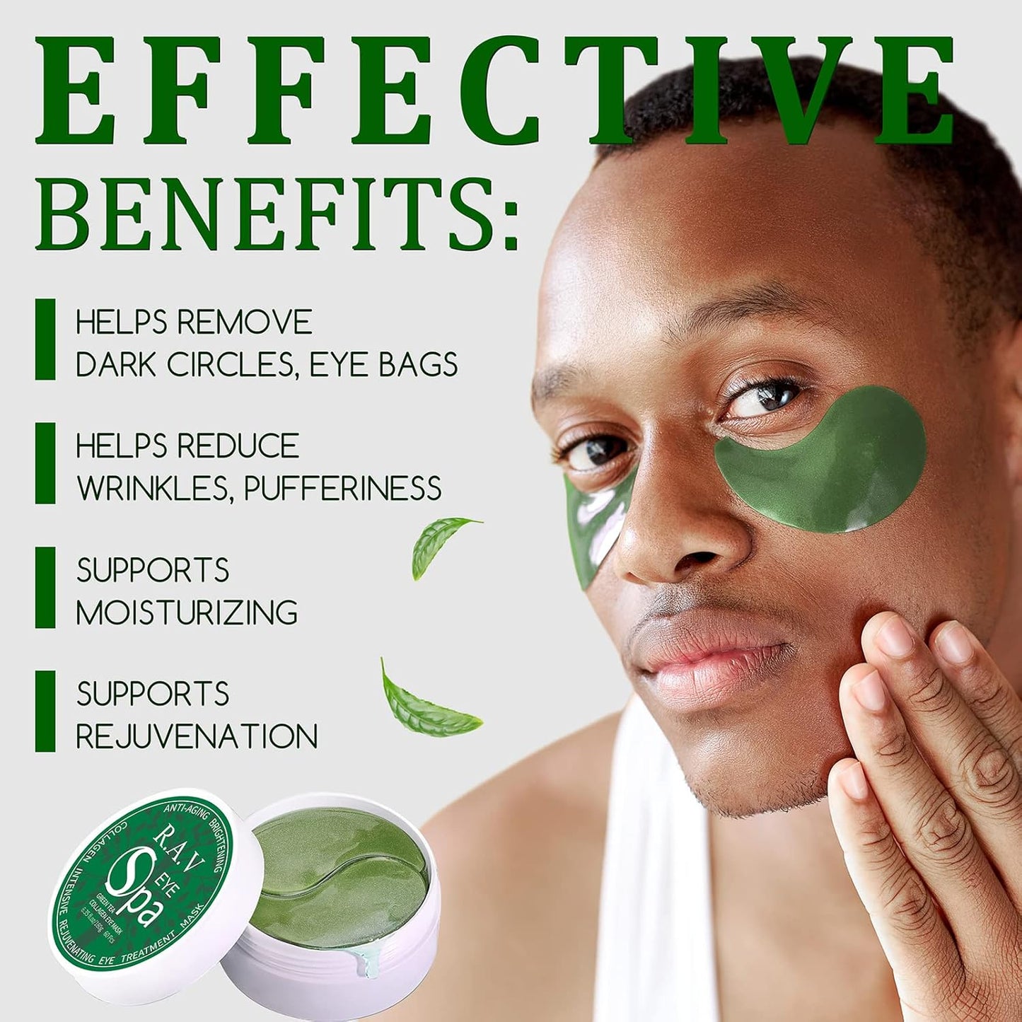 Under Eye Patches - Collagen Eye Masks for Firming & Repair | 30 Pairs Green Tea Treatment for Dark Circles & Puffiness