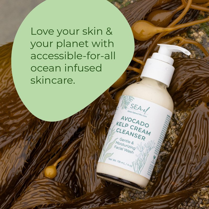 Sea-El Avocado & Kelp Cream Cleanser Non-Foaming Gentle Deep Cleanse to Purify Tone & Firm - Moisturizing Natural Face Wash for Women & Men - 4 Oz