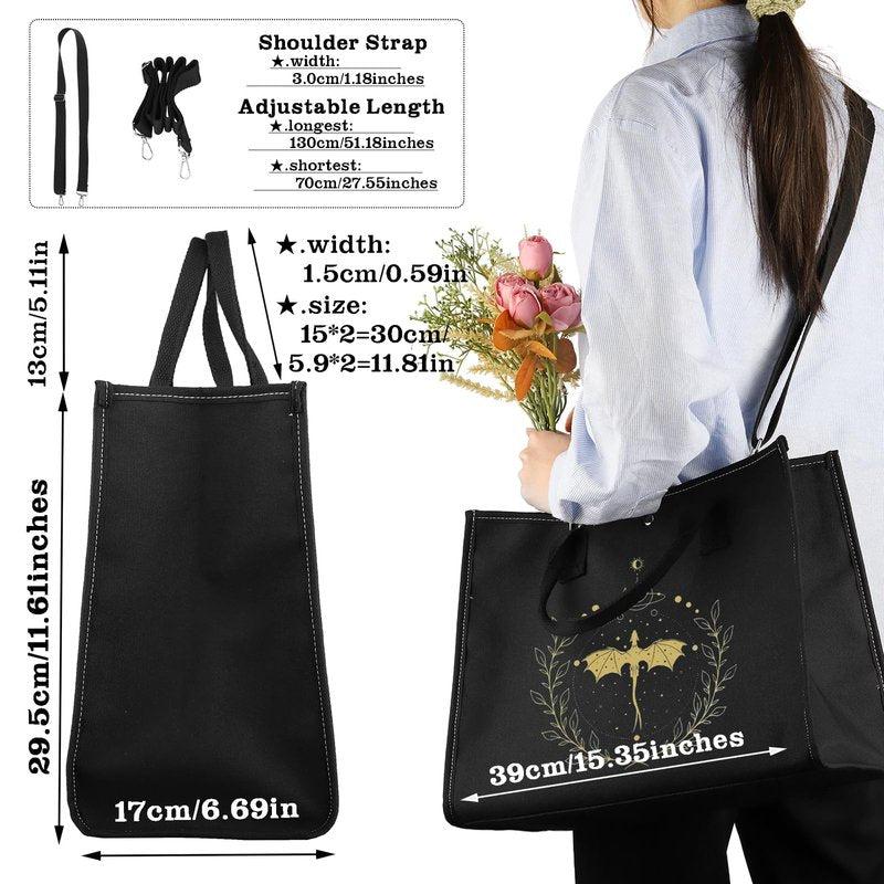 CMNIM Dragon Book Merch Book Lover Large Tote Bag Fantasy Book Series Gift Rider Gifts for Fans