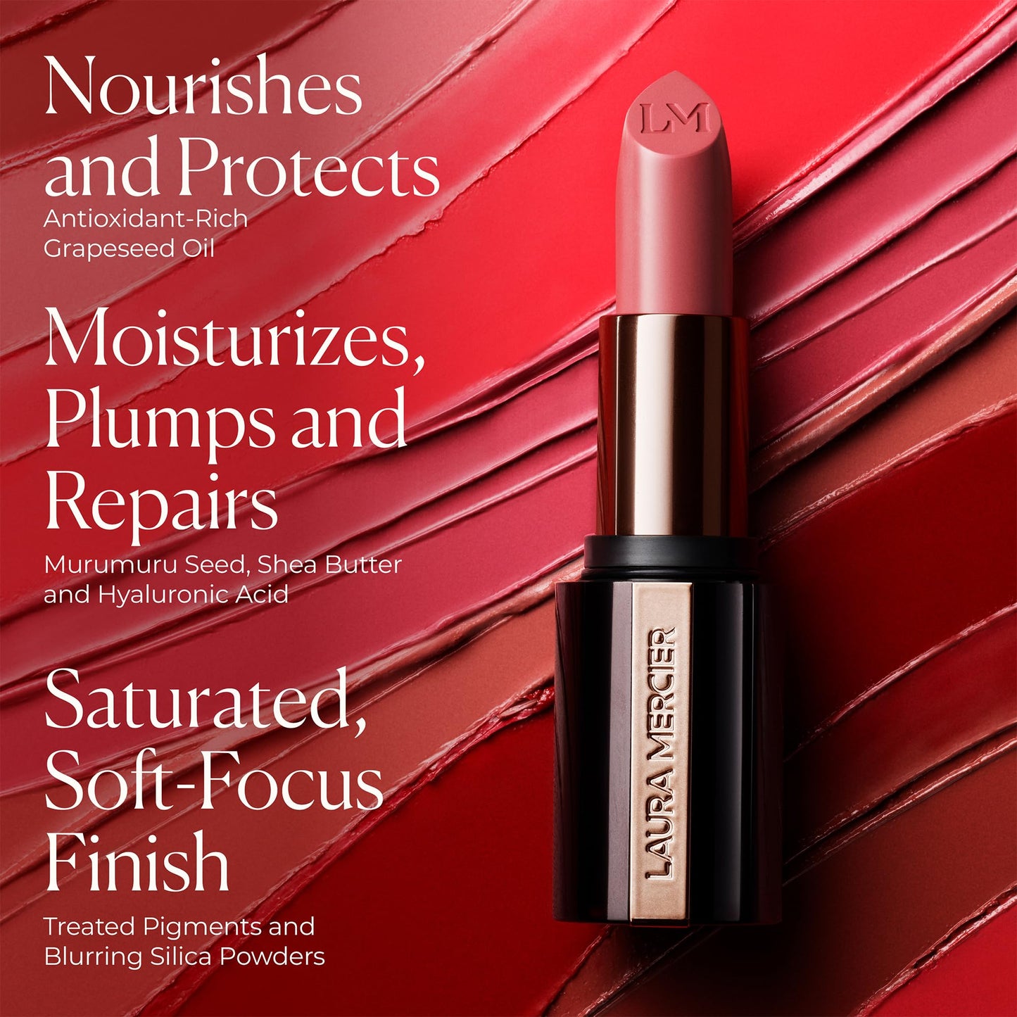 Laura Mercier Caviar Hydra Crème Lipstick, 16HR Hydration and Lip Barrier Repair, All Day Wear, Plumping, Smudge- & Fade-proof, Creamy Satin Finish, Infused with Hyaluronic Acid, 612 Park Ave