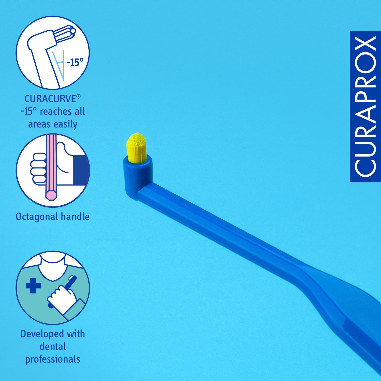 Curaprox CS 1006 Single Toothbrush – Targeted Cleaning for Gumline and Braces | Ultra-Soft Single Tuft | for Sensitive Teeth and Implants