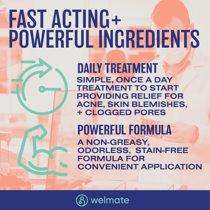 WELMATE Adapalene Gel 0.1% Acne Treatment, 2 Pack (180 Day Supply) - Topical Retinoid for Face, Helps Clear Blackheads & Pimples, Once Daily, Oil Free, Fragrance Free, 1.6 oz/Pack