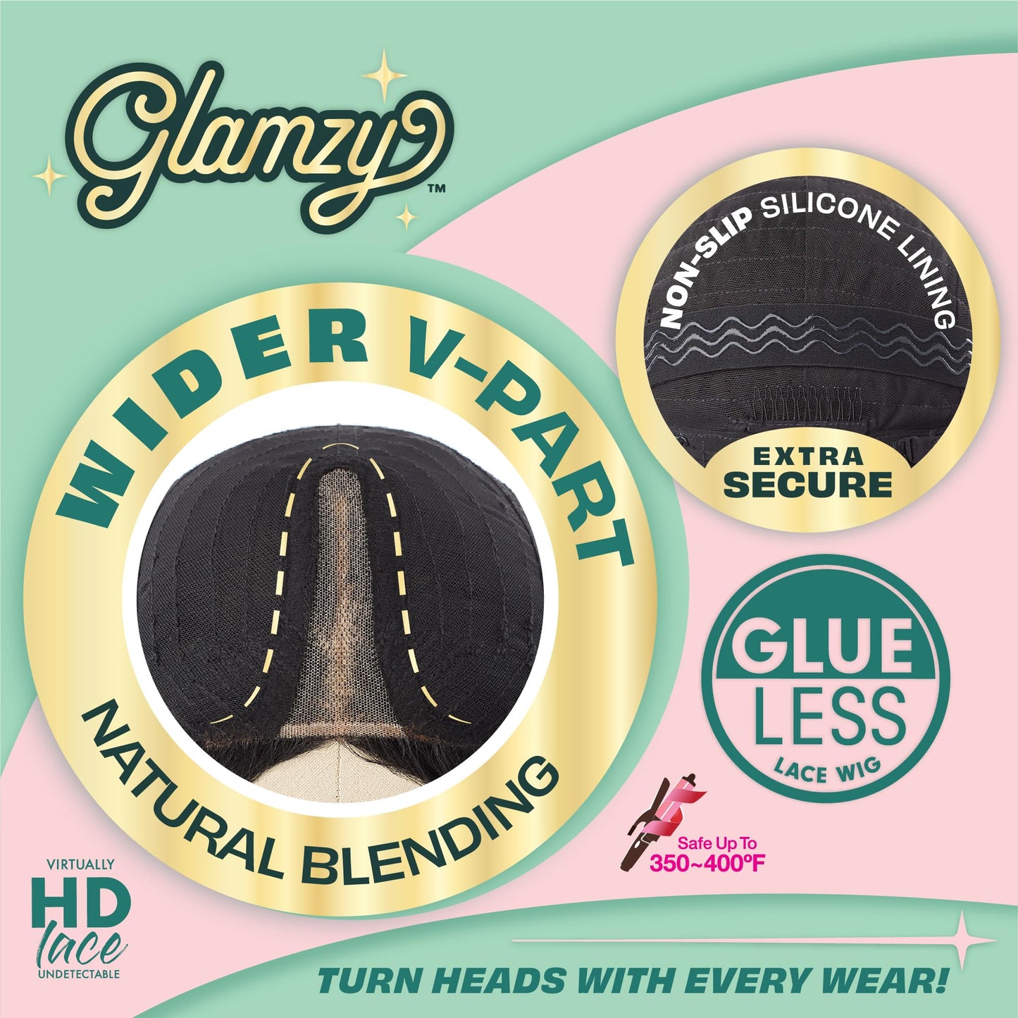 Sensationnel Glamzy Lace Part Wigs - Elysia Glueless Hand Tied Wider V Parting Synthetic Hair (LT613/ASHBROWN)