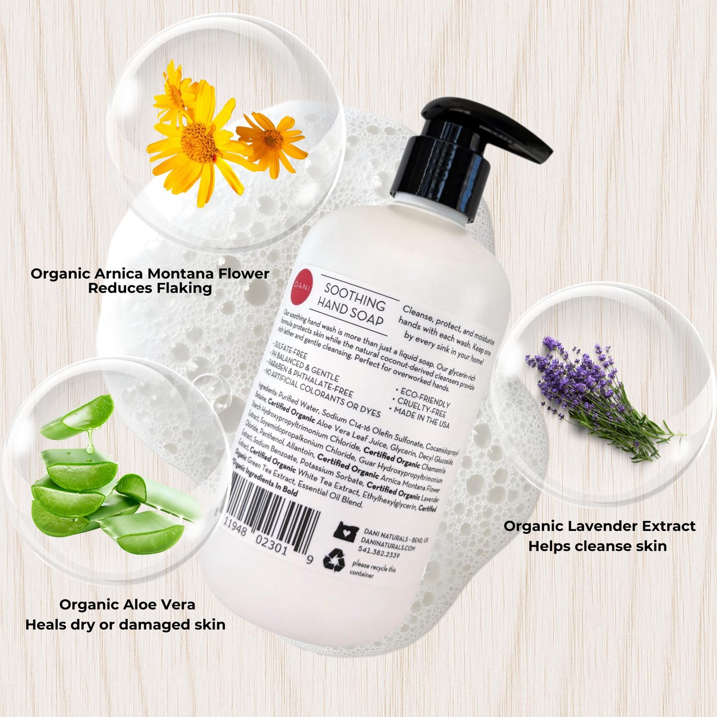 DANI Naturals Citrus Rose Hand Soap, 12 fl oz, Vegan Non Toxic, Made in USA