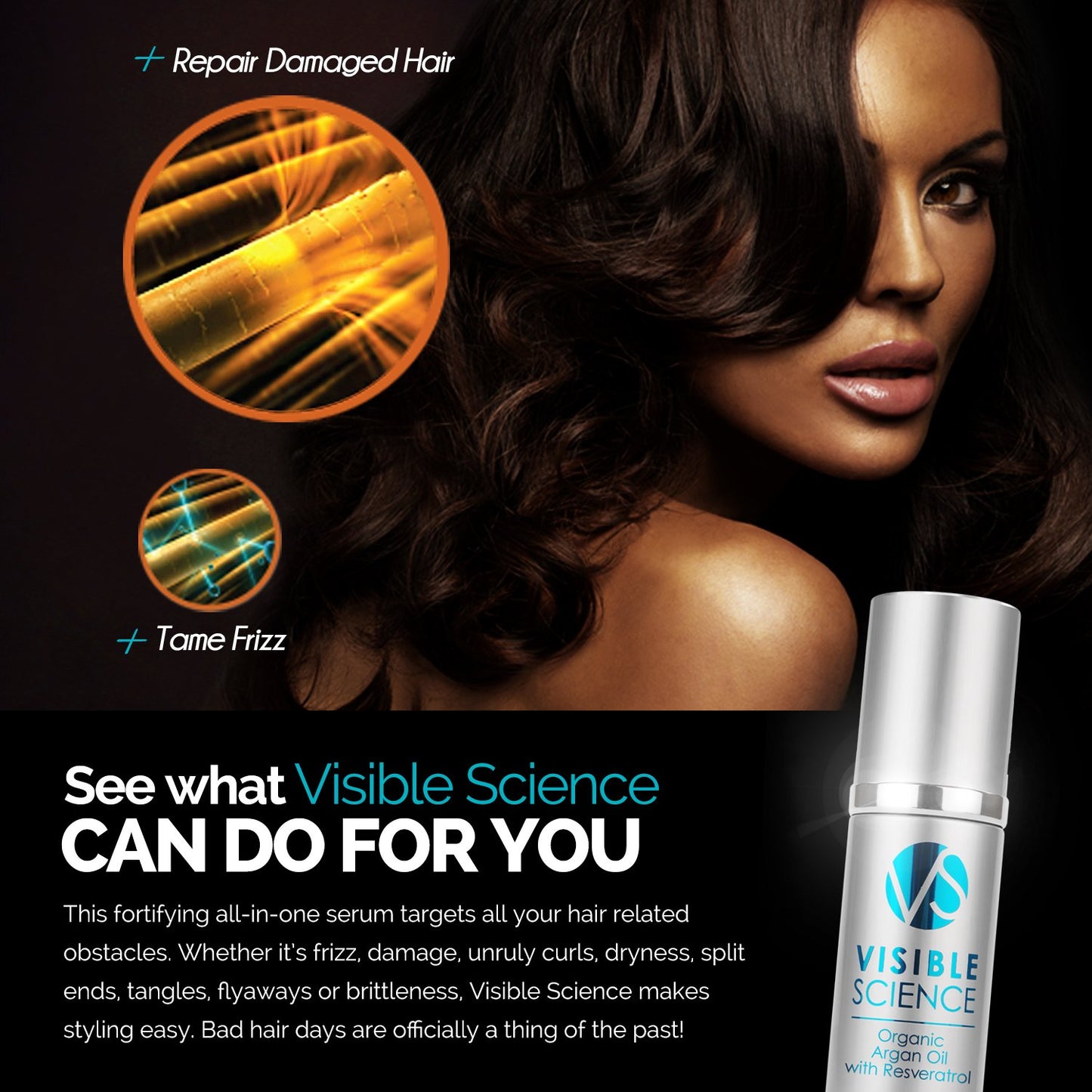 H2 Thermal and Visible Science Argan Oil Bundle - Hair Repair Treatment and Heat Protectant + Argan Oil Serum for Gorgeous Shiny Hair - Repair and Prevent Damage - Seal Split Ends (2 Items)
