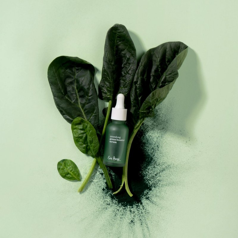 Ere Perez - Natural Quandong Green Booster Face Serum | Soothes, Balances, Hydrates, Non-Oily | Lactic Acid, Hyaluronic Acid, Chlorophyll, Spinach | Vegan, Cruelty-Free, Clean Beauty (1 fl oz | 30 mL)