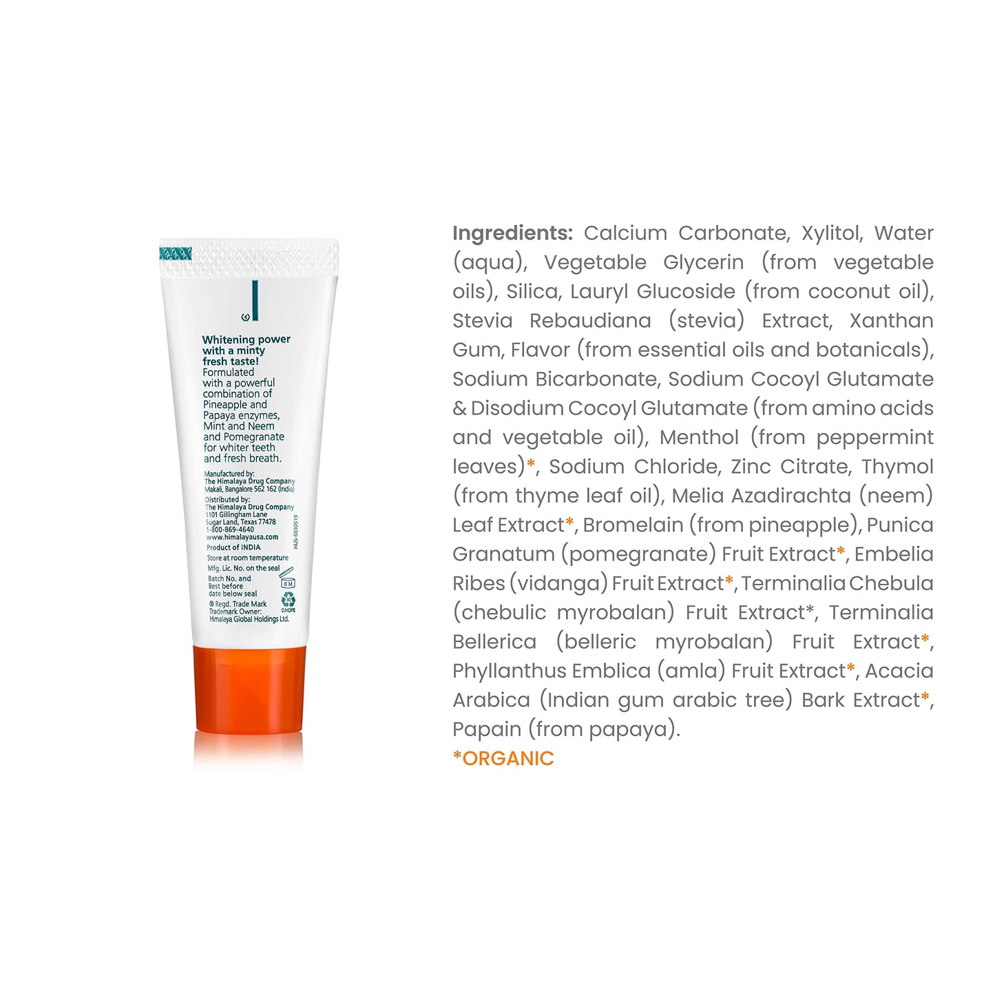 Himalaya Botanique Whitening Complete Care Toothpaste, 20 Pack Travel Size, Teeth Whitening, Fights Plaque, Fluoride Free, No Artificial Flavors, SLS Free, Simply Mint Flavor, TSA Approved, 0.74 Oz