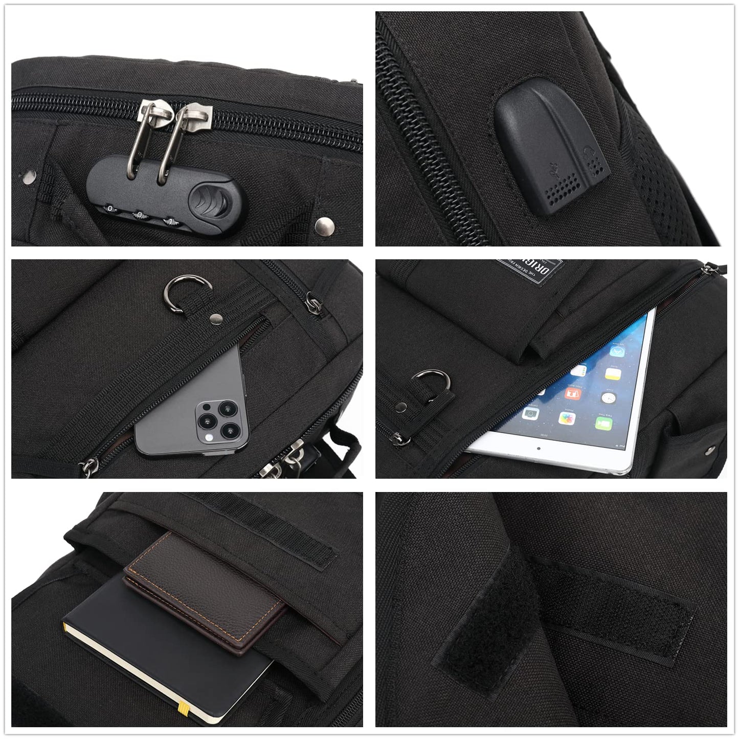 Leaper Messenger Bag Outdoor Cross Body Bag Sling Bag Shoulder Bag With USB Black