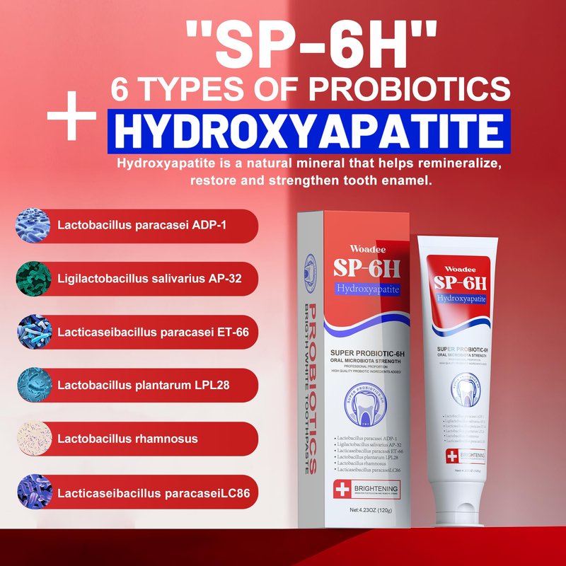 SP-8 Probiotic Whitening Toothpaste, 8 Probiotics Plus Formula for Teeth Whitening, Strengthening and Enamel Protection，Mint Flavor, Fresh Breath, Fluoride-Free (3)