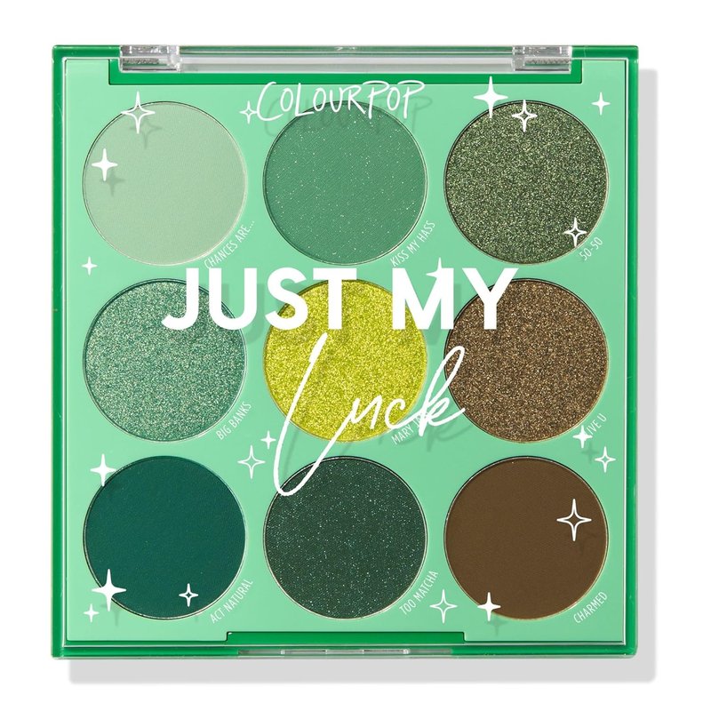 ColourPop Just My Luck Green Eyeshadow Palette - High-Pigment Matte & Metallic Shades | 0.3 oz