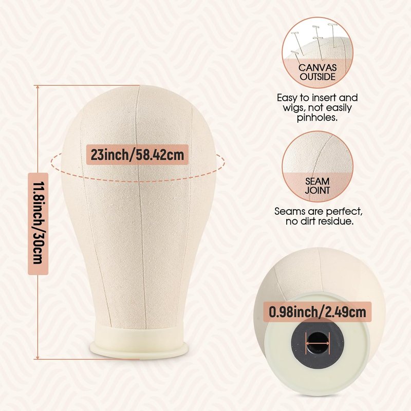Tall Wig Tripod Stand with Canvas Mannequin Head - 23 Inch Styling Display Kit with Accessories | Adjustable Height 37.4-50.8 Inch