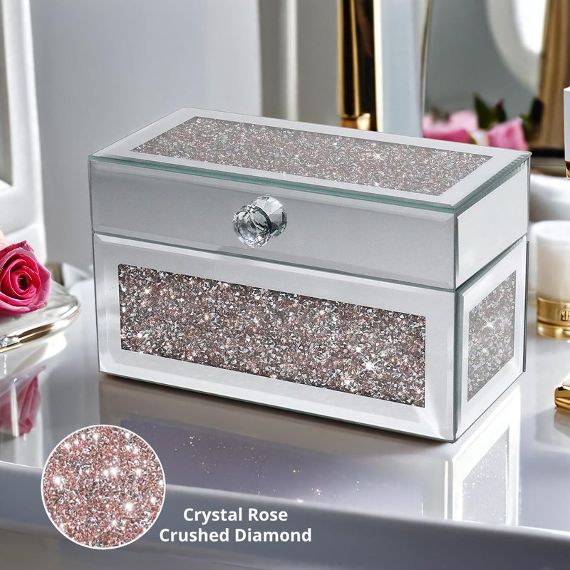 joyshiny 21 Spaces Lipstick Organizer with Lid,Lip Gloss Rollerball Perfume Holder for Vanity,Crushed Diamond Home Decor,Gift idea(9.2" L x 4.5" W x 5.5" H)