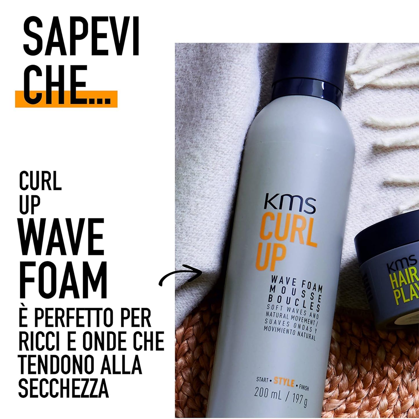 KMS CURLUP Curl Defining Wave Foam Mousse - 6.9 Oz | Lightweight, Frizz Control