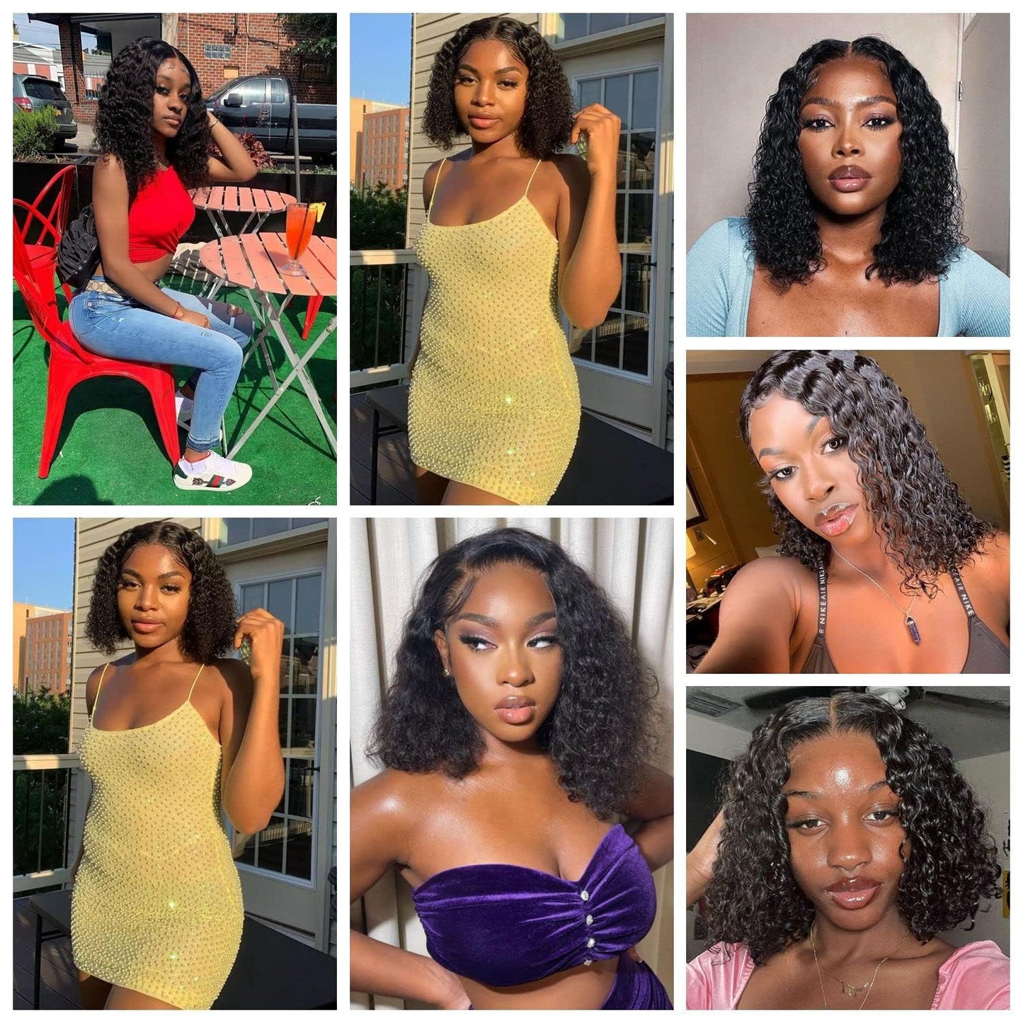 Sungirl Bob Wig Human Hair 13x4 Deep Wave Curly Lace Front Wigs For Women Short Bob Wig Pre Plucked with Baby Hair Glueless Hair Curly Wigs Nature Hairline 180% Density 10 Inch