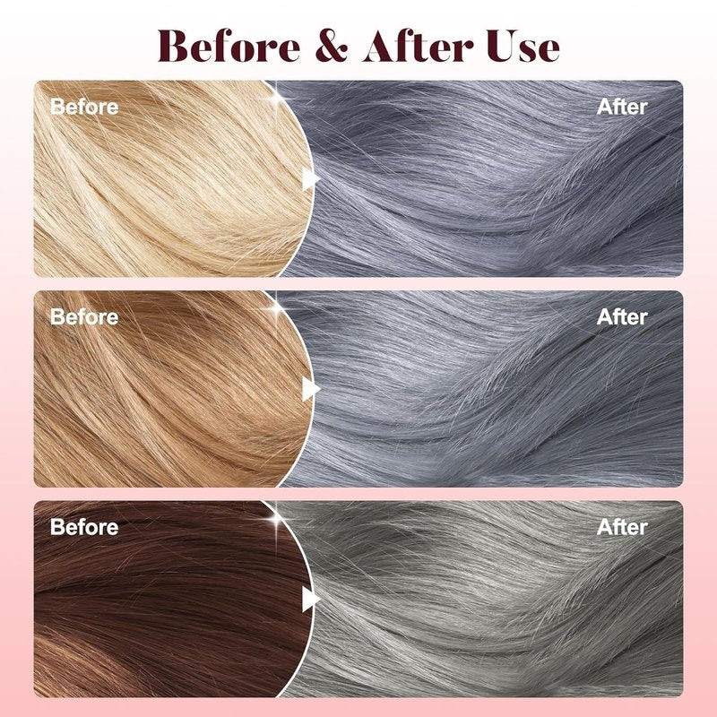 Silver Gray Hair Dye Shampoo | Instant Color in Minutes, Long-Lasting Formula - 16.90 Fl Oz