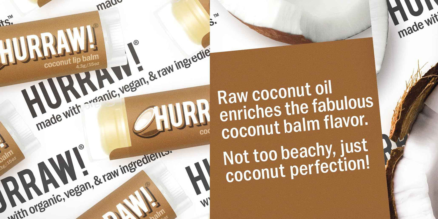 Hurraw! Coconut, Earl Grey, Mint Lip Balms, 3 Pack Bundle: Organic, Certified Vegan, Cruelty and Gluten Free. Non-GMO, 100% Natural Ingredients. Bee, Shea, Soy and Palm Free. Made in USA