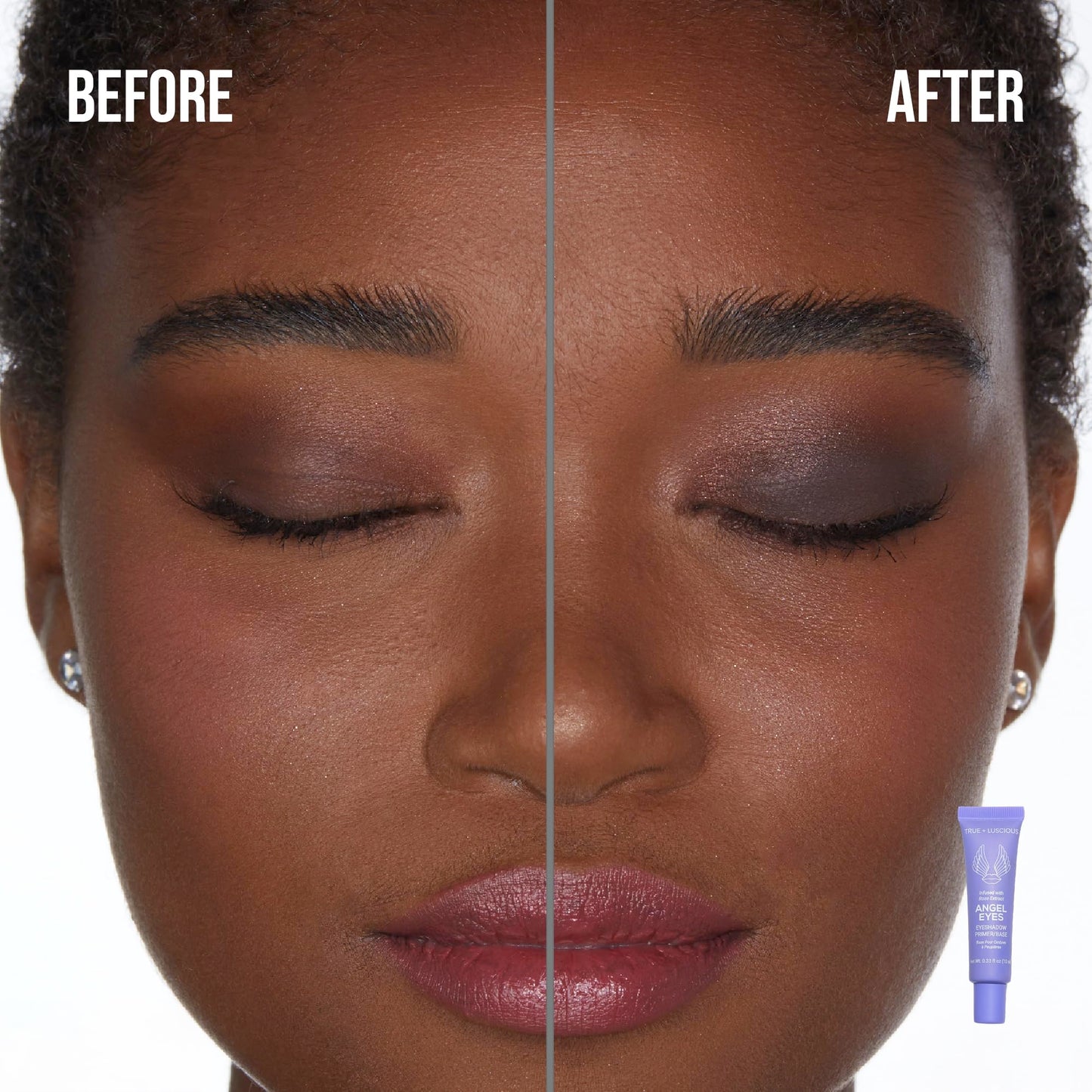 True + Luscious Angel Eyes Eyeshadow Primer | Hydrating Eye Primer Locks Makeup Up to 16 Hours | Vegan Paraben-Free Cruelty-Free | Rose Extracts Bentonite Clay Oily Lids Shade 0.33 oz | Dark