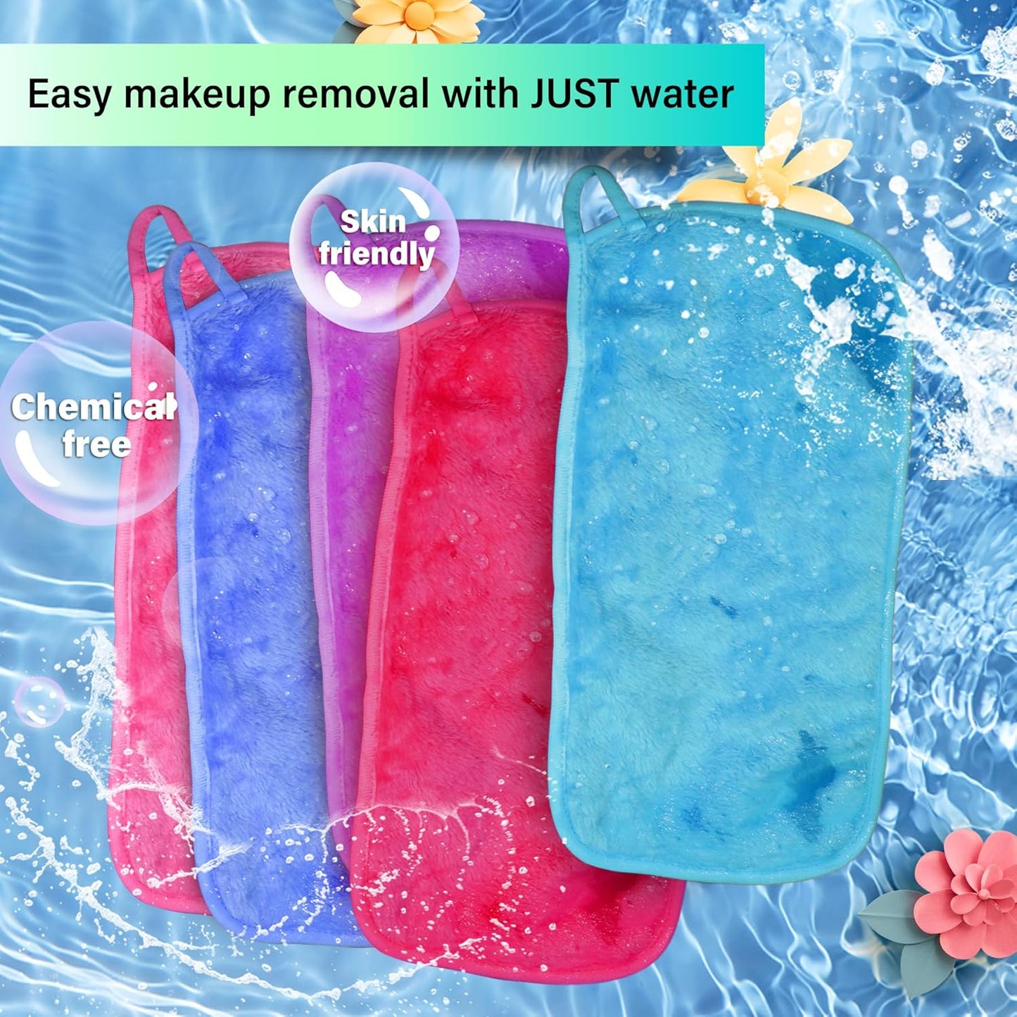 Nugilla Makeup Remover Cloths - 5 Pack Reusable Microfiber Towels for Effortless Makeup Removal | Soft & Gentle on Skin