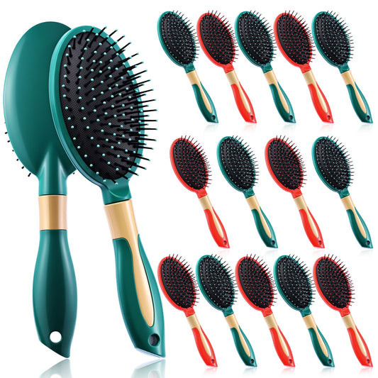 Zubebe 14 Pcs Hair Brush Bulk Travel Detangling Red and Green Detangler Brush with Soft Bristles for Women Gift Bulk