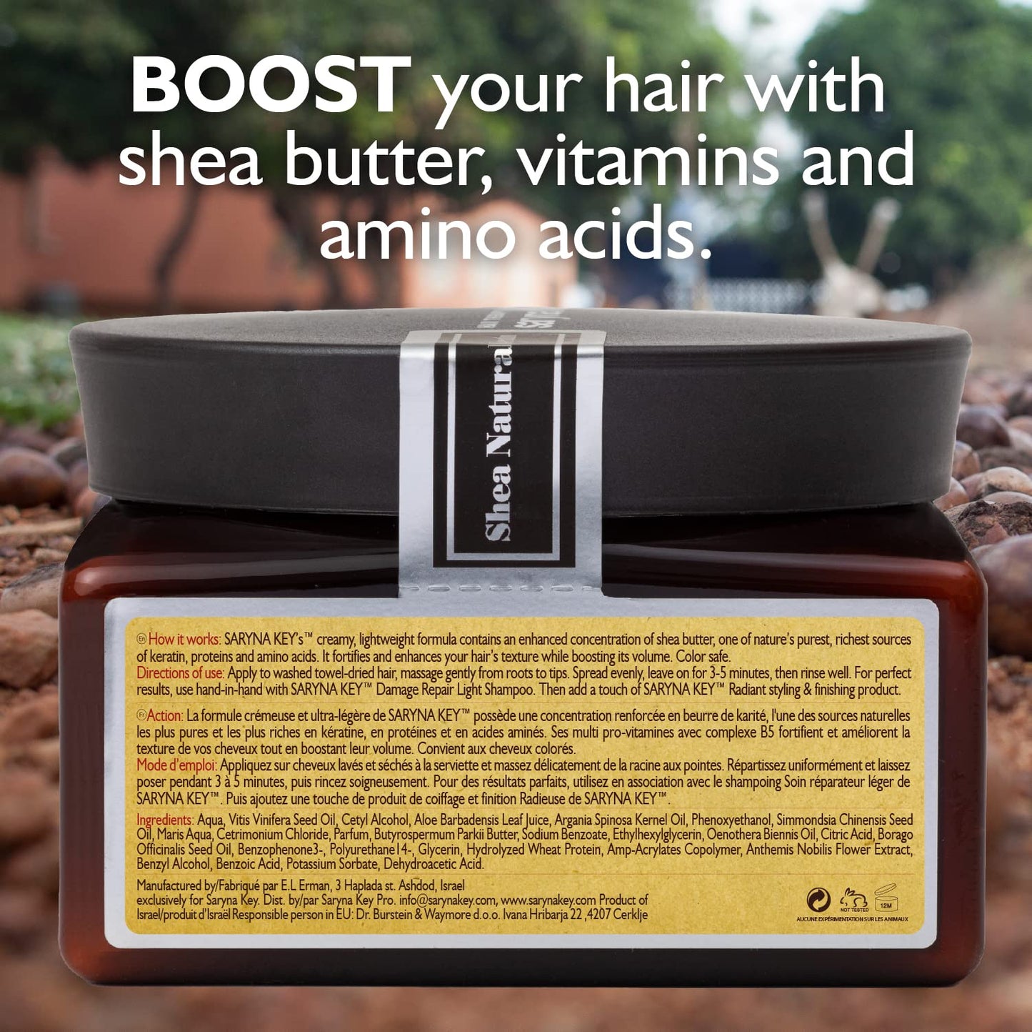 Saryna Key Light Damage Repair Treatment Butter Mask - African Shea Butter for Dry Hair Treatment - Rejuvenating Butter Moisturizer with Natural Keratin and Vitamins A, E, F(300ml/10.14oz)