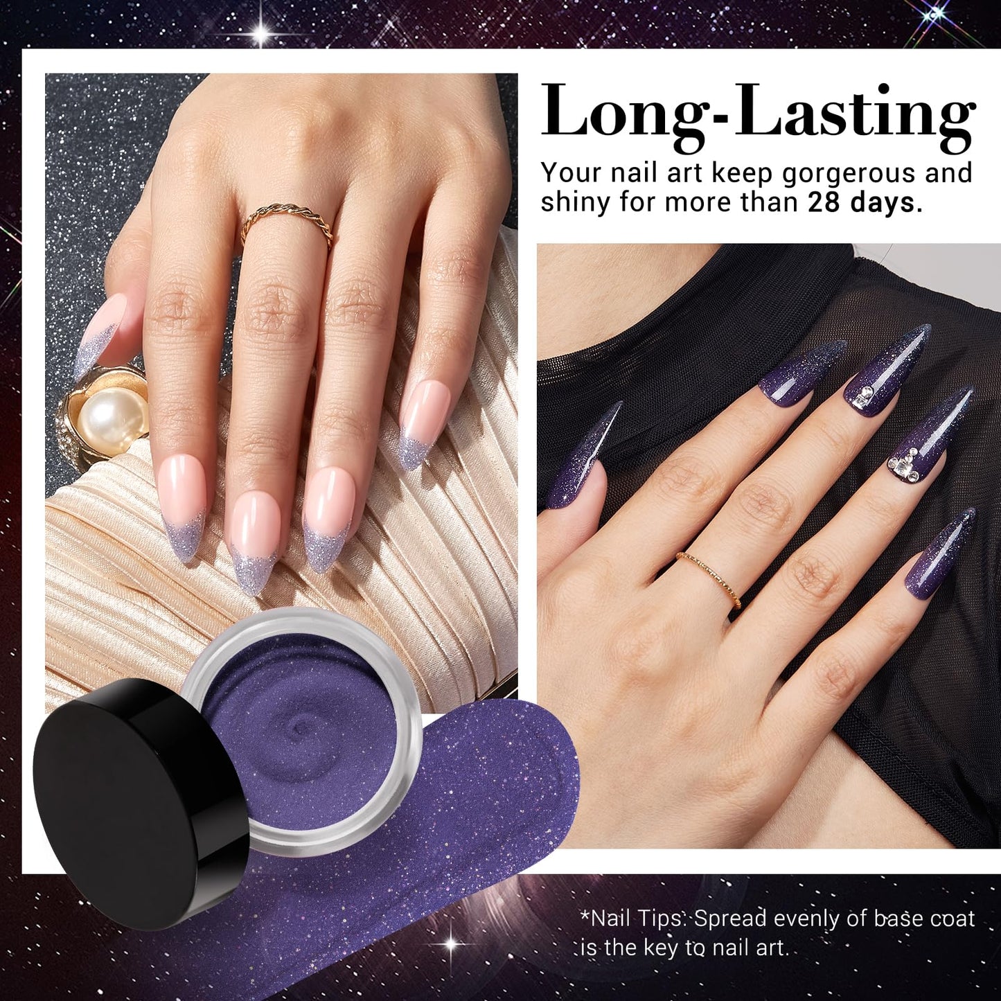 AZUREBEAUTY Dip Powder Nail Set 6 Colors Dark Light Blue Purple Brown Wine Red Shimmery Sparkle Shiny Fall Winter Dipping Powder Starter Kit French Nail Art Manicure Salon No Need Nail Lamp Cured