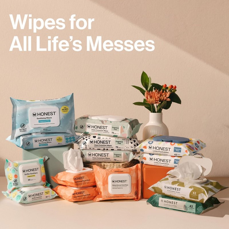 Baby Wipes for Sensitive Skin - Hypoallergenic & Fragrance-Free | 576 Count (Rose Blossom Design)