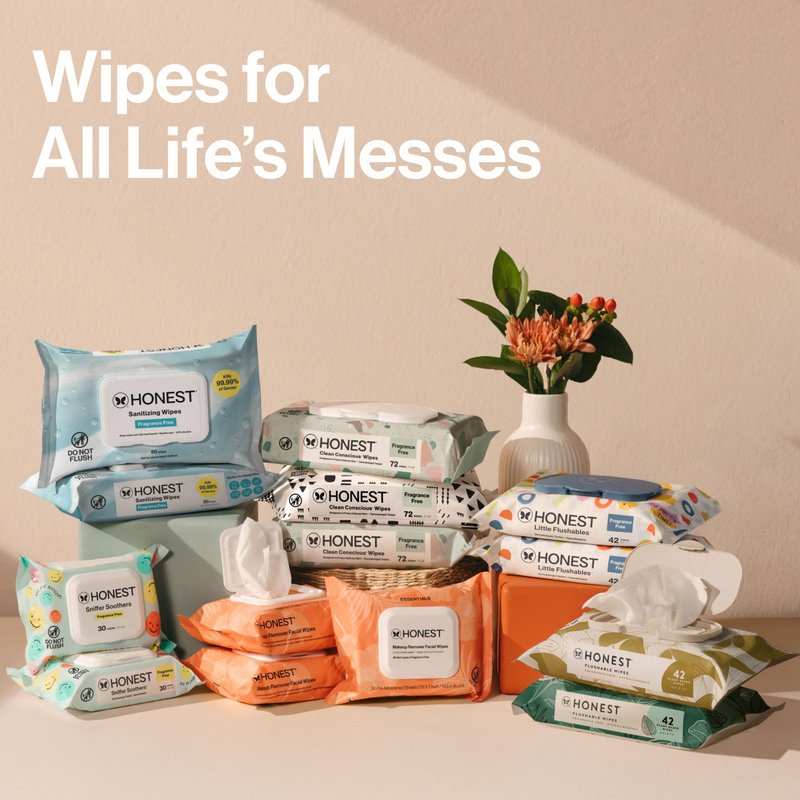 The Honest Company Calm and Cleanse Naturally Scented Wipes, Cleansing, Multi-Tasking, 99% Water Plant Based, Hypoallergenic, Lavender, 240 Count