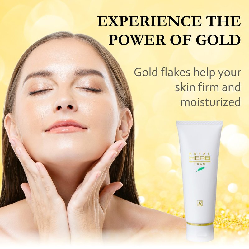 ROYALCOSMETICS ROYAL HERB FOAM Facial Foaming Cleanser Moisturizing with Aloe Vera Leaf Extract, Ginseng Extract and Gold, 4.23 OZ / 120g