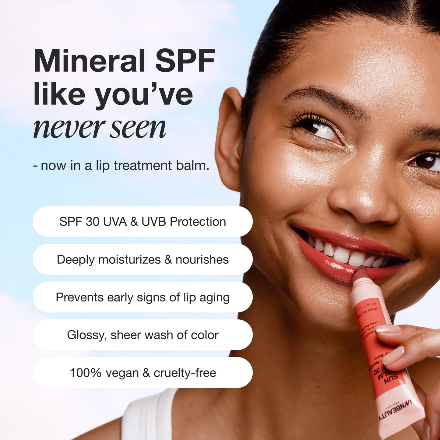 INNBEAUTY Project Sun Balm Mineral SPF 30 Lip Balm with Tint, Rosy Brown Shade, 0.6 OZ (17ml)