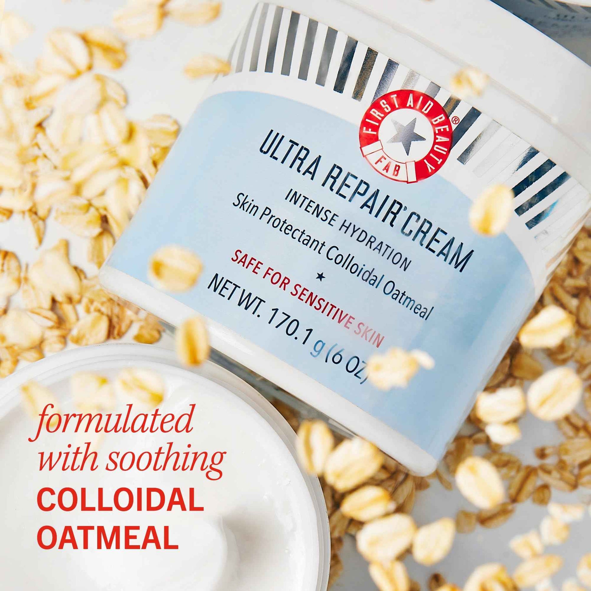 First Aid Beauty - Ultra Repair Cream, Intense Hydration Whipped Colloidal Oatmeal, Clinically Proven to Strengthen Skin Barrier in 7 Days & Helps Relieve Eczema, Luxury Face & Body Moisturizer, 2 oz