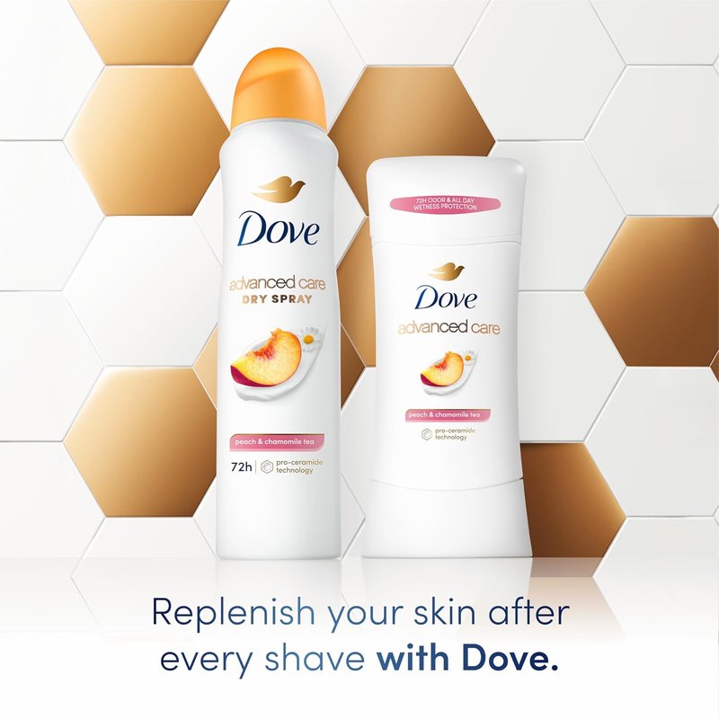 Dove Advanced Care Antiperspirant Deodorant Stick - Peach & Chamomile Tea | 72-Hour Odor Control, 2.6 oz, 4 Count