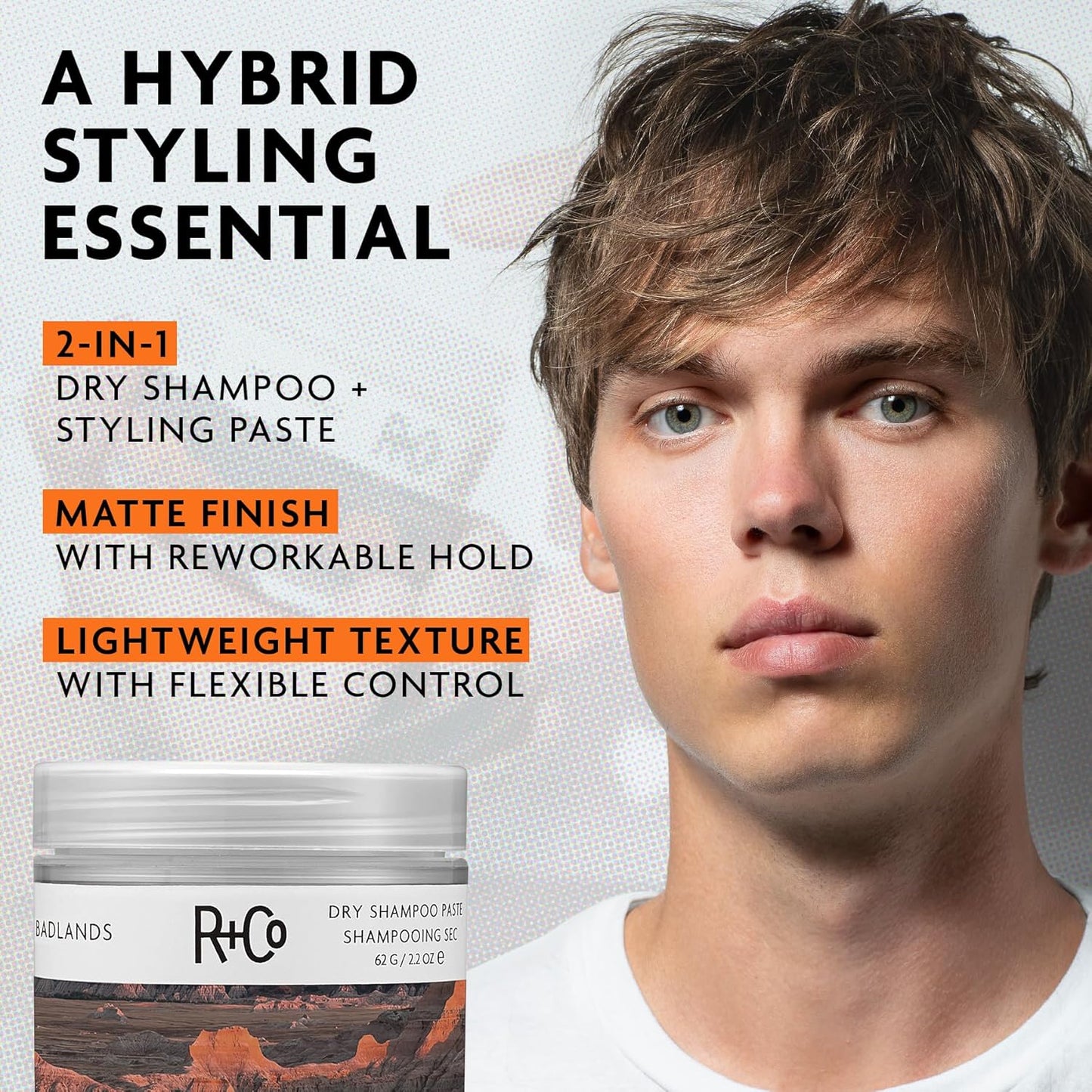 R+Co Badlands Dry Shampoo Paste - Texture & Oil Absorption | Matte Finish, 3.4 oz